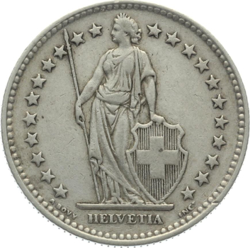 Preview: 2 Franken 1931 B - Stempelriss Werseite 10 Uhr